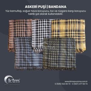 Askeri Puşi, Şal, Bandana, Eşarp Desenli Mor-Siyah Desenli