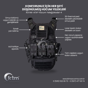 KUYAK-ATA® Hücum Yeleği,Model-4, Siyah Renk